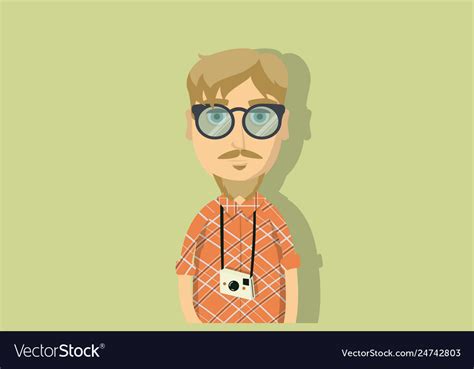 Cartoon Character Man With Goatee And Glasses Vector Image