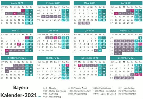 Laden sie unseren kalender 2021 mit den feiertagen für bayern in den formaten pdf oder png. FERIEN Bayern 2021 - Ferienkalender & Übersicht