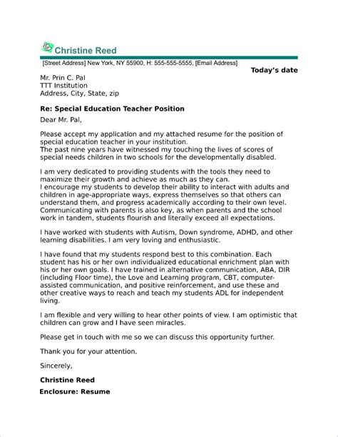 Special Education Teacher Cover Letters At Templates