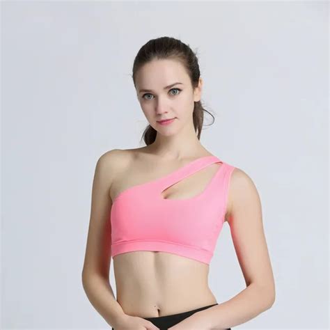 Buy 2018 Sexy One Shoulder Solid Sports Bra Women