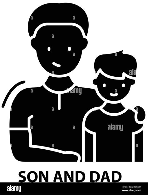 Son And Dad Icon Black Vector Sign With Editable Strokes Concept