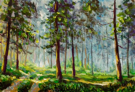 Artstation Original Acrylic Painting Walk In The Sunny Forest