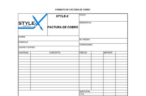 Style X Formato De Factura De Cobro