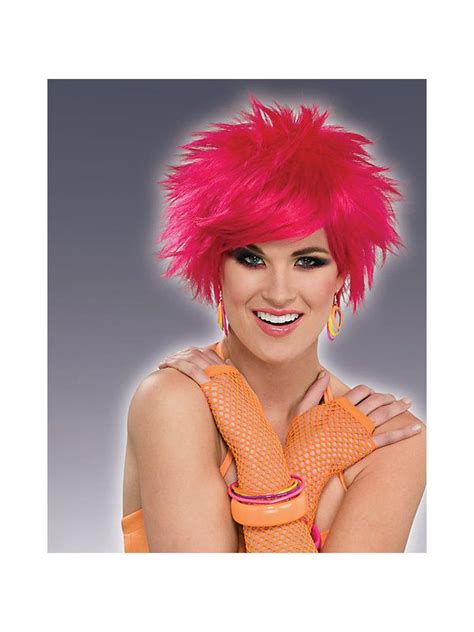 Wigs Women 62787f Pink Pop Star Short Adult Wig Pink Pop Star Short