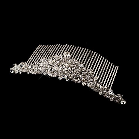 Antique Silver Rhinestone Floral Bridal Combs Elegant Bridal Hair
