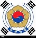 South Korea coat of arms and flag, official symbols of the nation Stock ...