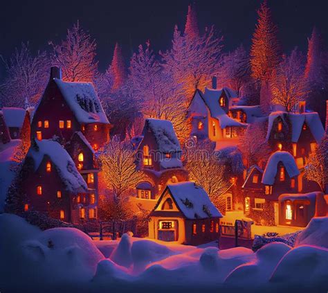 Christmas Village With Snow Winter Village Landscape Christmas