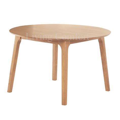 Hudson Solid Rubberwood Round Dining Table 120cm 48 Inch Meja Makan