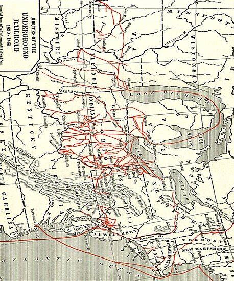 Underground Railroad Map Fugitive Slave Freedom Routes Enlarged
