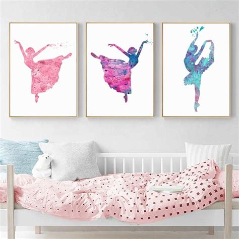 Ballet Girls Dancing Posters Color Splash Abstract Canvas Prints Wall