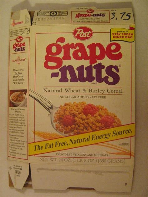 Empty Post Cereal Box 1993 Grape Nuts 24 Oz G7e7 900 Post