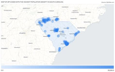 Highest Population Density In South Carolina By Zip Code Zip Atlas