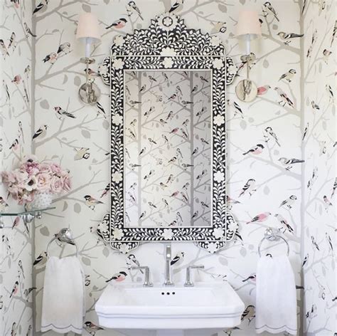 Pin By Lauren Collins Interiors On Bathrooms Blush Wallpaper Powder
