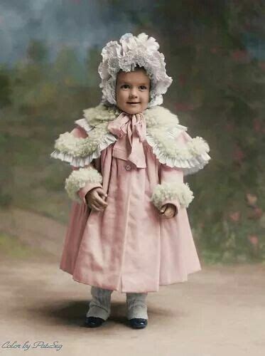 A Colorized Photo Of A Little Girl In The Late 1890s Antique Clothing