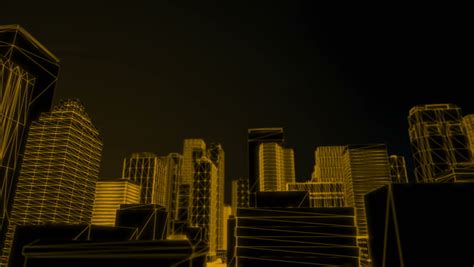 Seamless Looping Animation Of A 3d City Skyline Wireframe Look