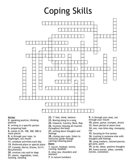 Positive Coping Skills Word Search Wordmint