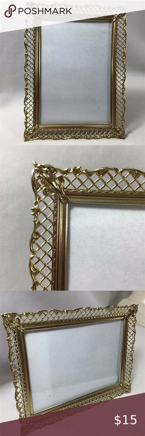 5x7 Frame Filigree Gold Brass Metal Mid Century 5x7 Frames Frame