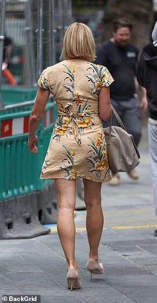 Jenni Falconer 44 Wears Yellow Floral Print Dress As She Leaves Work