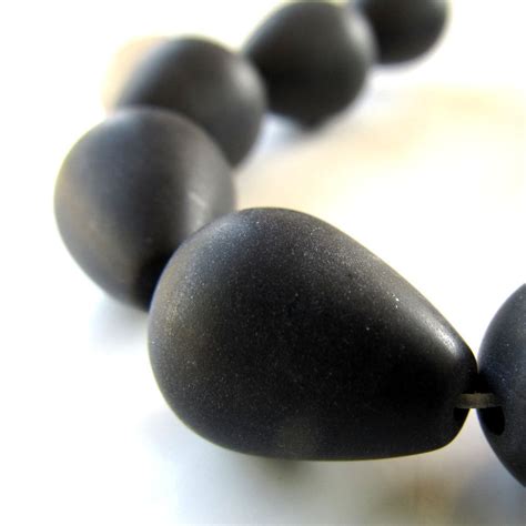 Onyx Beads 18 X 12mm Jet Black Onyx Smooth Frosted Matte Etsy