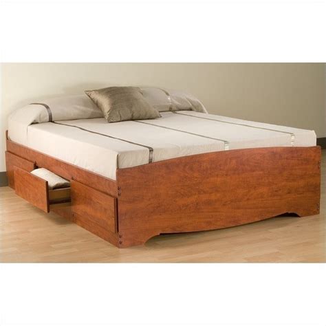 Prepac Monterey Queen Bookcase Platform Storage Bed In Cherry Hanaposy