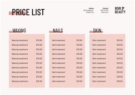 Free Beauty Salon Price List Templates Wepik