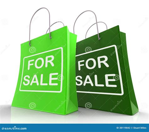 For Sale Bags Represent Retail Selling And Offers Stock Illustration