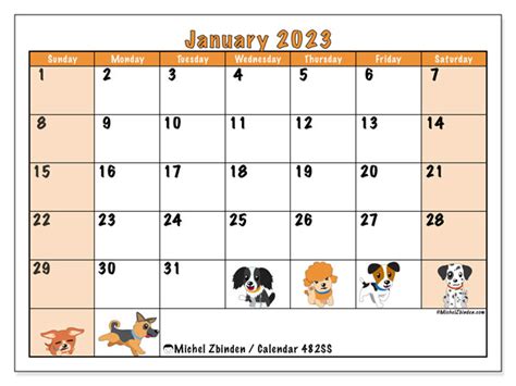 January 2023 Printable Calendar “51ss” Michel Zbinden Us