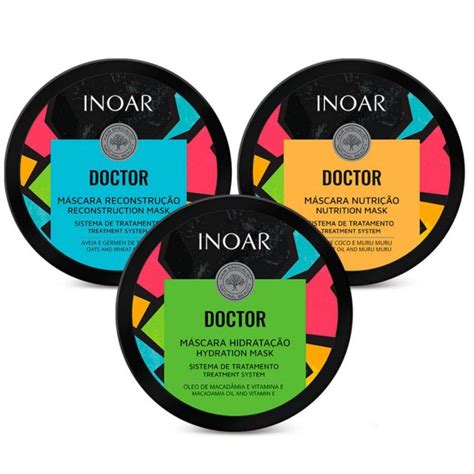 Kit Inoar Máscara Doctor Vegan Hidratação Reconstrução Nutrição 250g Cosméticos Aryfa