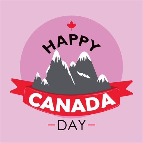 Happy Canada Day Holiday Poster Mountains And Ribbon Vector