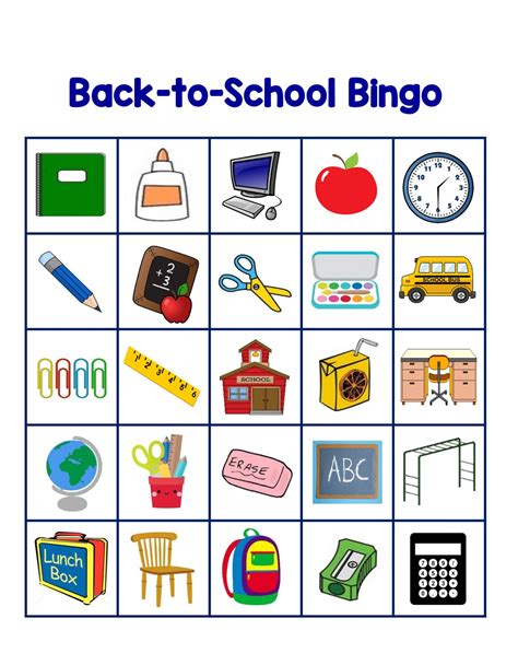 Back To School Bingo Cards Includes 16 85x11 Cards Using 36 Pictures