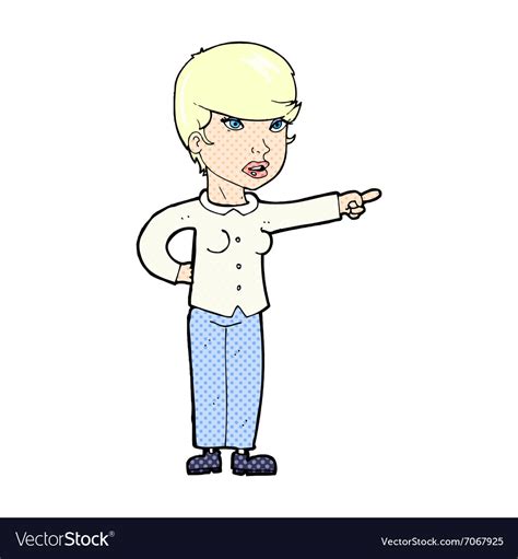 Comic Cartoon Woman Pointing Finger Of Blame Vector Image