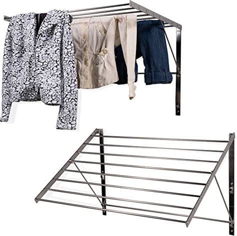 Set Of 2 Clothes Drying Rack Stainless Steel Wall Mounted Folding