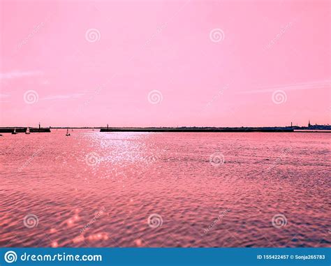 Sea Sunset Seascape Background Landscape Nature Clouds Ocean Wave Pink