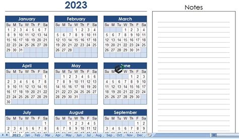 Free Year 2023 Calendar Designs And Format In Excel