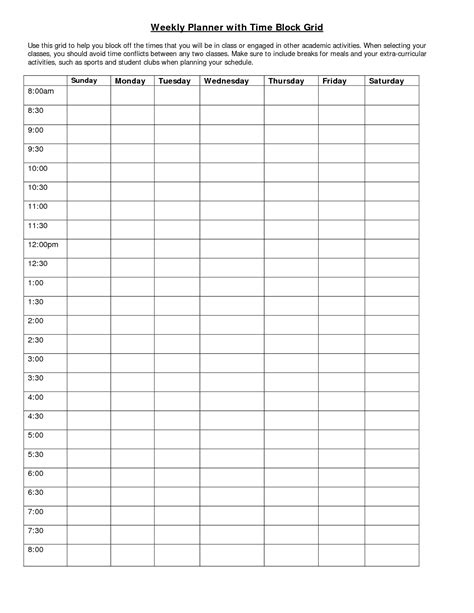 Printable Weekly Calendar With Time Slots Template Calendar Design