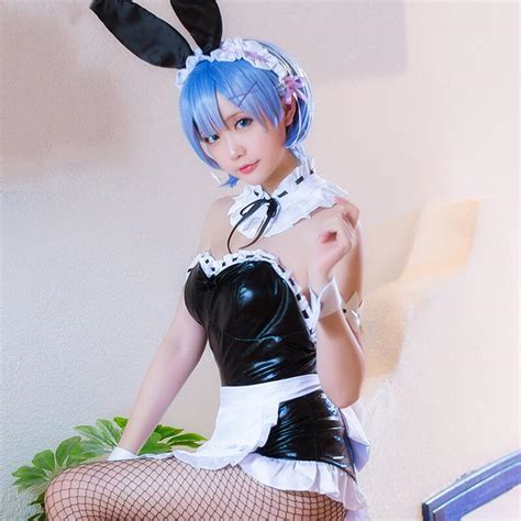 Anime Rem Bunny Rabbit Girl Cosplay Costume Maid Fress