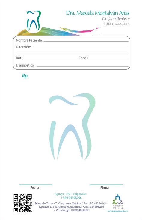 Recetario Dentista 016 Imprenta Médica Dentista Cirujano Dentista