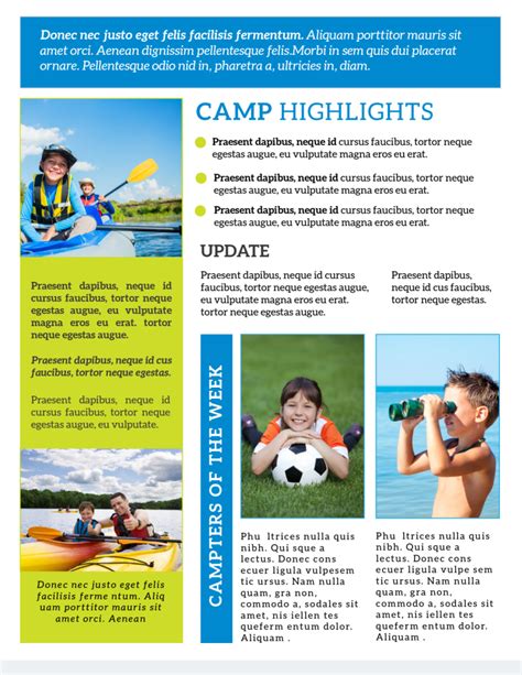 Classic Summer Camp Newsletter Template Mycreativeshop