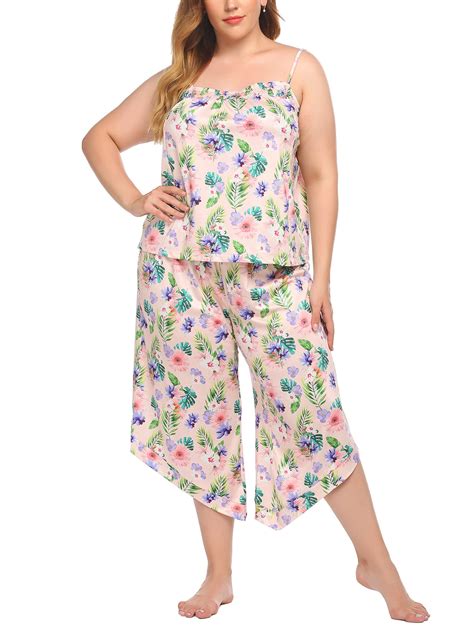 Plus Size Floral Print Pajamas For Women Boho Summer Tank Tops And