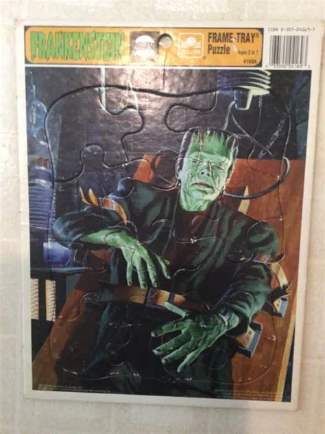 1991 Universal Studios Monsters Golden Frame Tray Puzzle Frankenstein