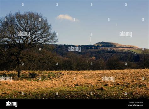 Rivington Pike With The Television Mast On Winter Hill Background In