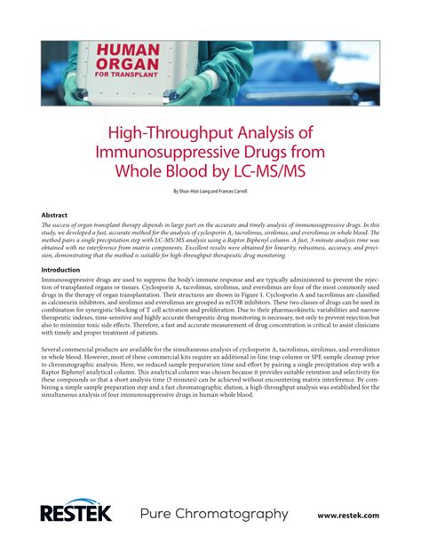 Pdf High Throughput Analysis Of Immunosuppressive Drugs From The