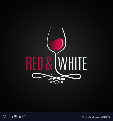 Wine Glass Logo Red And White Vintage Design Vector Image