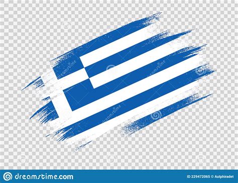 Greece Flag With Brush Paint Textured Isolated On Png Or Transparent