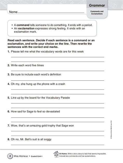 English Worksheets For 5th Graders