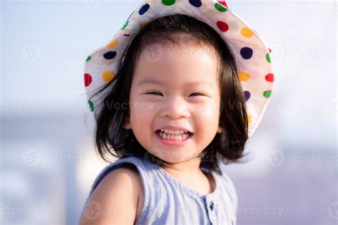Asian Baby Child Girl Beaming Smiling Close Up Happy Face Little Girl