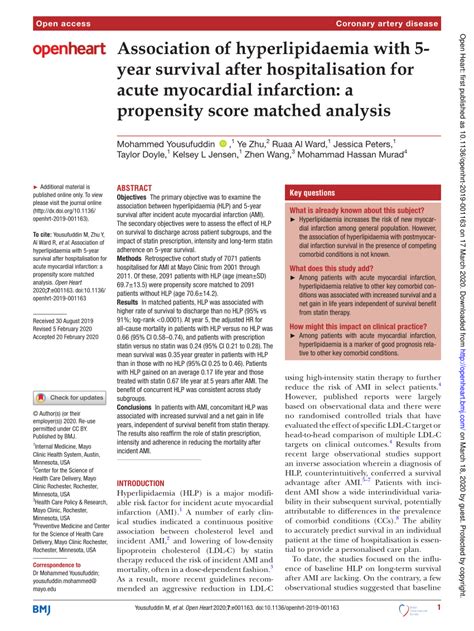 pdf association of hyperlipidaemia with 5 year survival after hospitalisation for acute