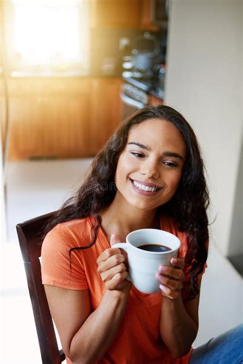 Coffee Makes Mornings Better A Smiling Young Woman Drinking Coffee