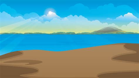 Beautiful Blue Sea And A Sand Beach 2d Vector Background Sea Beach