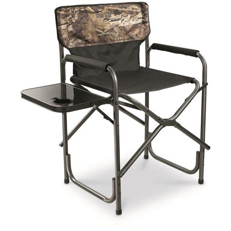 Alpha camp oversized camping folding chair heavy duty support 450 lbs oversized steel frame collapsible padded arm chair with cup holder quad lumbar back chair portable for outdoor. Guide Gear Oversized Mossy Oak Camo Tall Director's Chair ...
